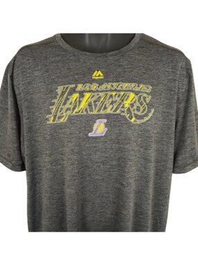 LA Lakers T Shirt Mens Size 2XL Gray NBA Basketball Majestic Evolution Tee